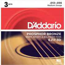D'Addario EJ17-3D Acoustic Guitar Strings. 3 Set