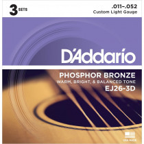 D'Addario EJ26-3D Acoustic Guitar Strings, 3 Set