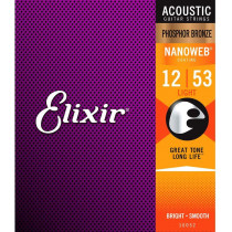 Elixir NanoWeb Guitar Set, Light.Medium.Ph/Bz