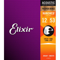 Elixir NanoWeb 12 St Guitar Set, Light. Ph/Bz