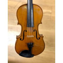 German 4/4 Lowendall Stradivarius copy, Berlin 1900, two-piece back, narrow flame, amber varnish with bow a