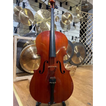 3/4 cello . GDR made, no name. Laminate top. Bow+bag. Collection Only. 