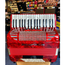 Excelsior 72 Bass 3 Voice Piano Accordion, Red, 5 Treble & 2 Bass Couplers, As New Condition, Handmade in I