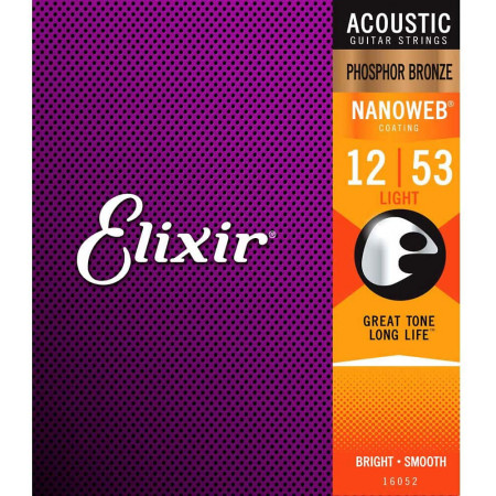 Elixir NanoWeb Guitar Set, Light. Ph/Bronze