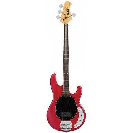 Sterling Sting Ray Ray4 Electric Bass Guitar, Red Ruby